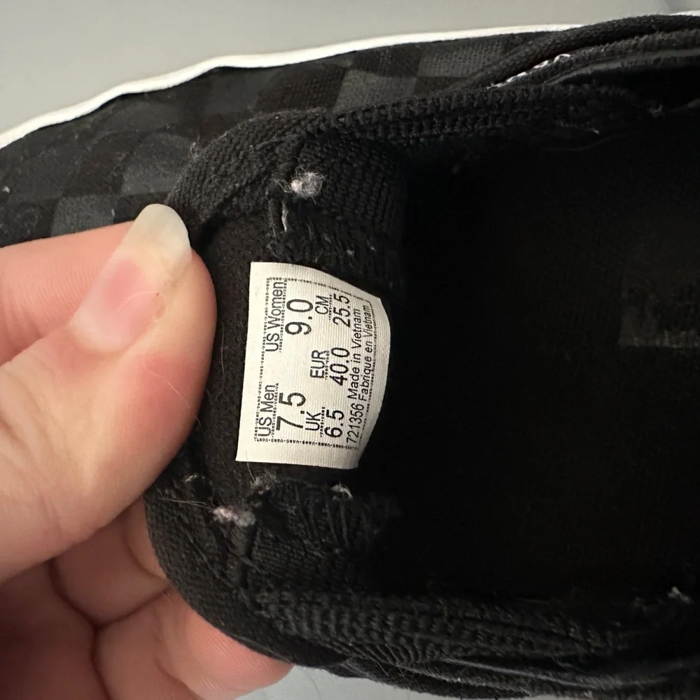 Vans Black and Gray Checkered Slip-Ons - Picture 2 of 5